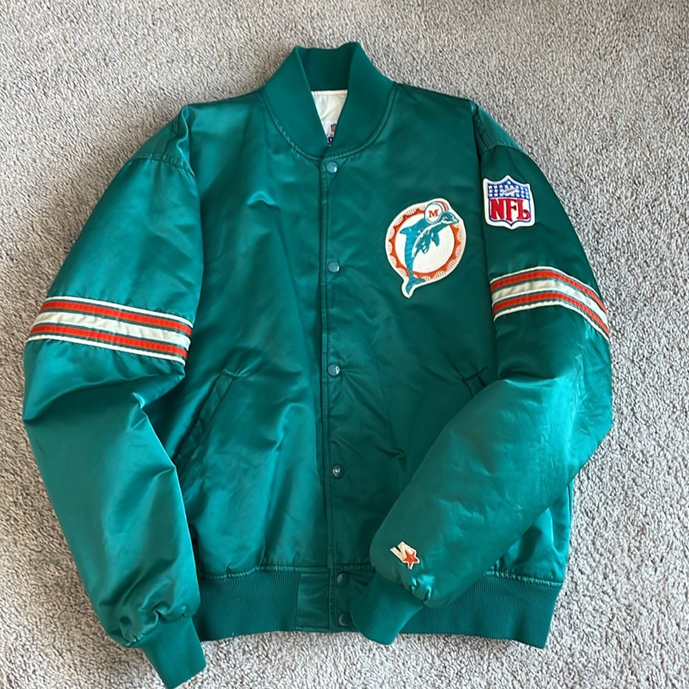 Vintage 90s Miami Dolphins Starter Satin Jacket NFL Pro Line USA XL